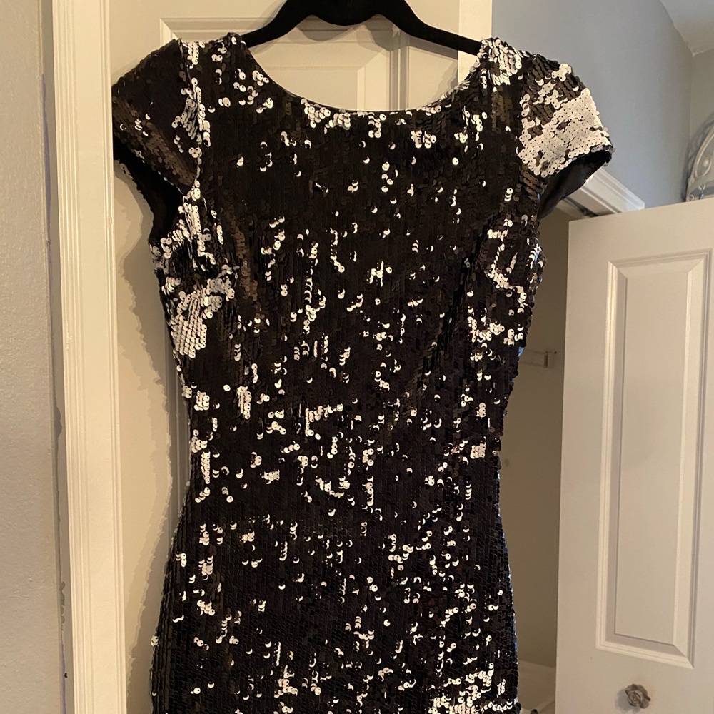Reversible sequin mini dress